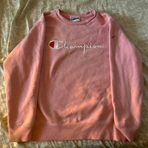 Pink champion branded crewneck sweatshirt